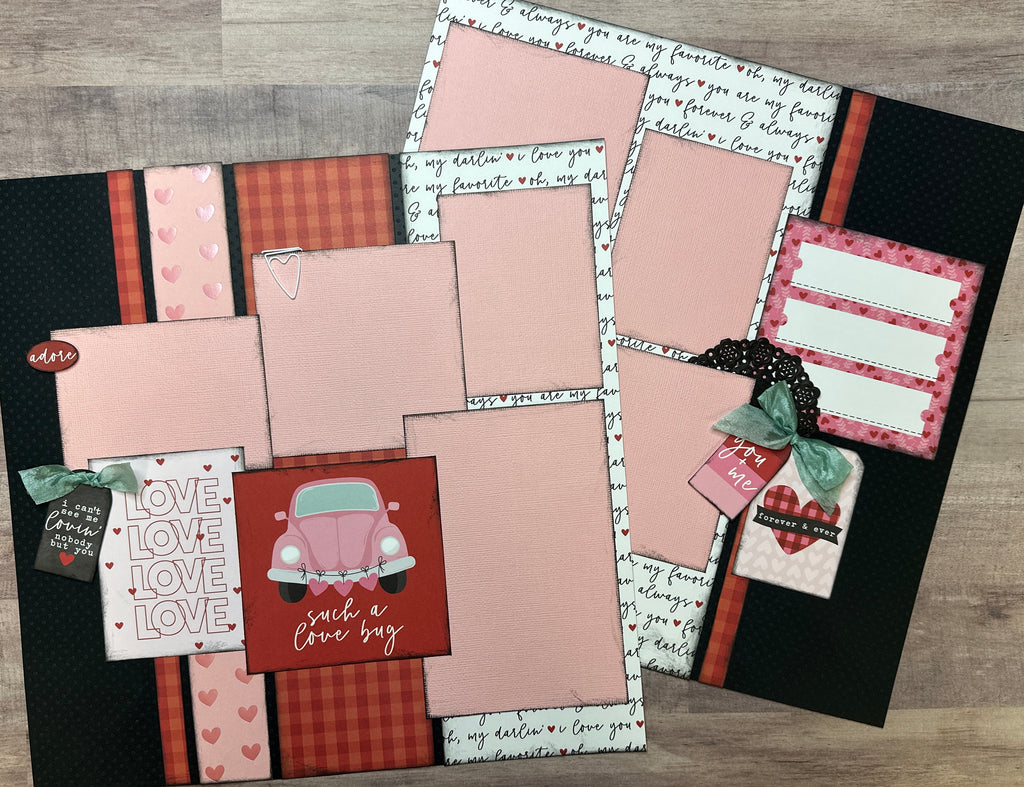 Such A Love Bug, Valentine Themed 2 Page Do It Yourself Scrapbooking Kit, Echo Park Love Notes, DIY Valentines Day