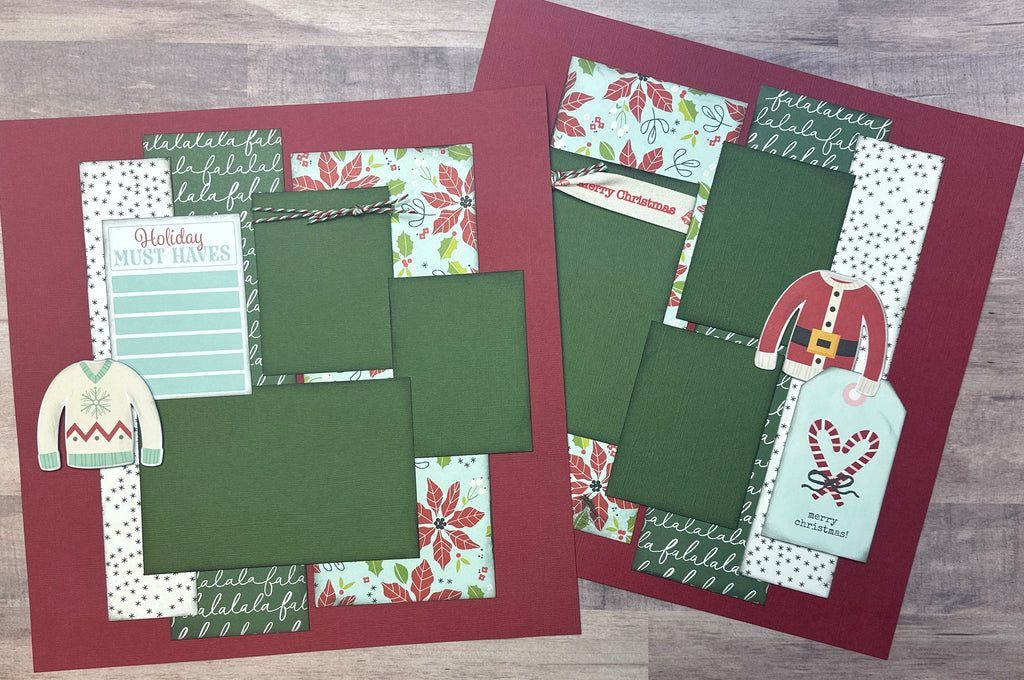Holiday Must Haves, Christmas Themed  2 Page Scrapbooking Layout Kit, Christmas diy craft kit