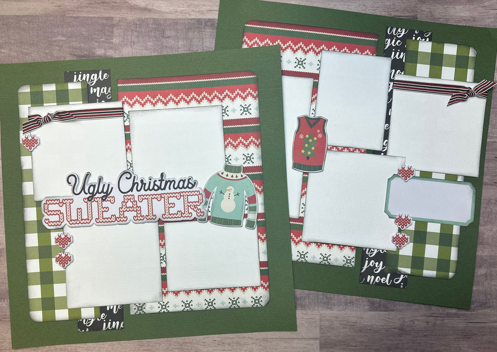 Ugly Christmas Sweater, Christmas Themed  2 Page Scrapbooking Layout Kit, Christmas diy craft kit