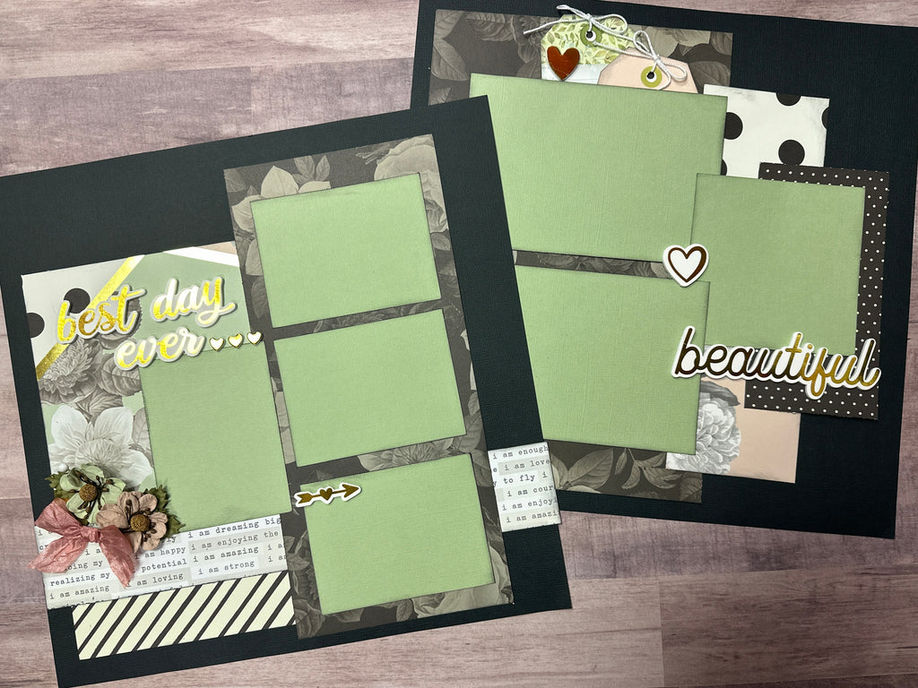 Best Day Ever, Wedding Themed 2 Page Scrapbooking Kit, DIY Wedding