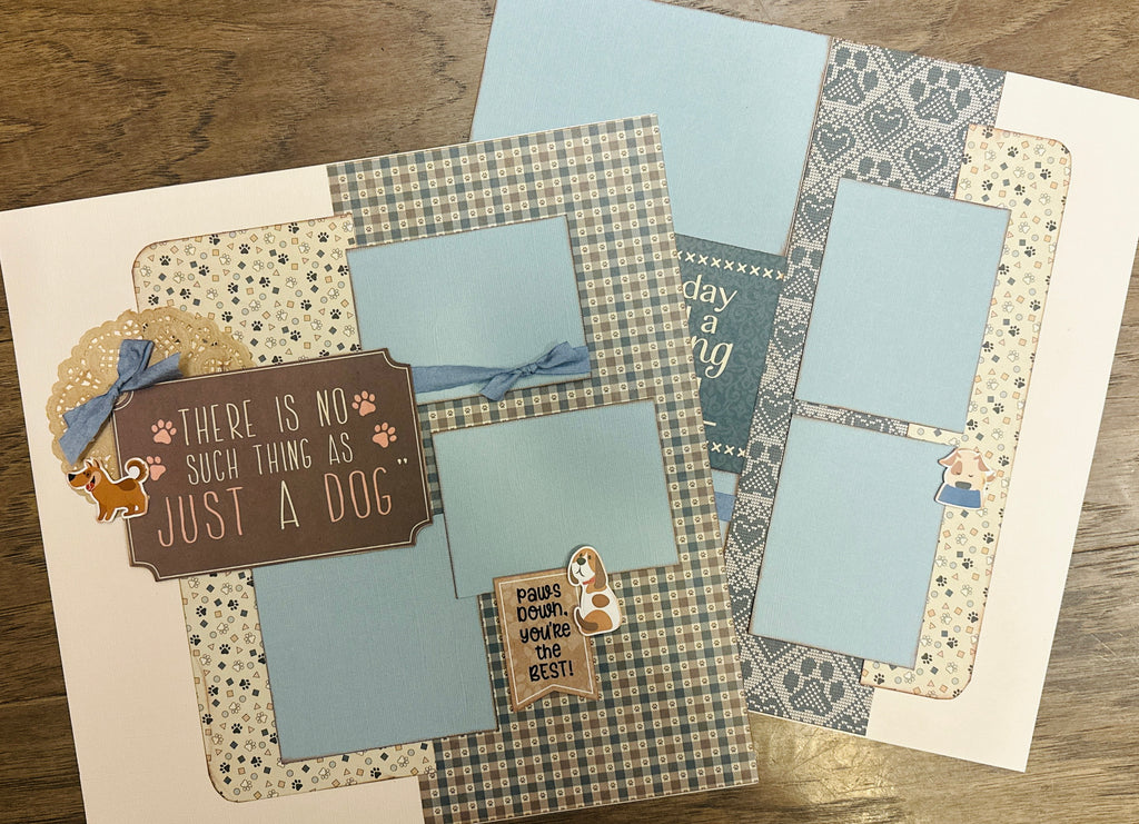 There's No Such Thing As Just A Dog, Dog Themed Scrapbooking 2 Page Scrapbooking Layout Kit, Dog diy craft