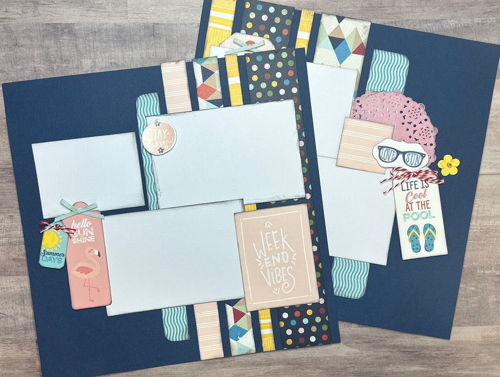 Weekend Vibes - Hello Sunshine, Travel themed 2 page DIY scrapbooking layout Kit