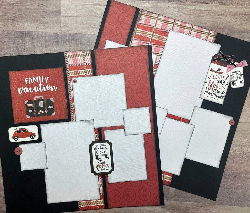 Family Vacation - Always Say Yes To New Adventures, Travel themed 2 page DIY scrapbooking layout Kit