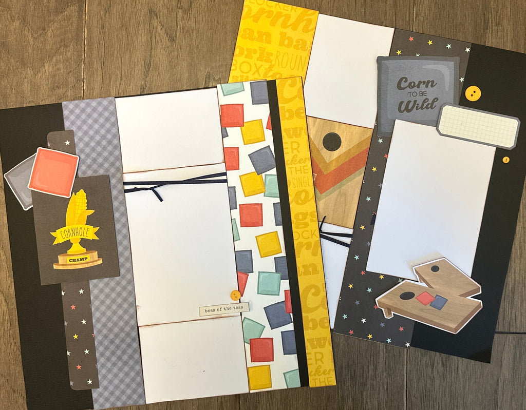 Cornhole Champ, Cornhole  Themed 2 page Scrapbooking Layout Kit, Simple Stories Corn Hole