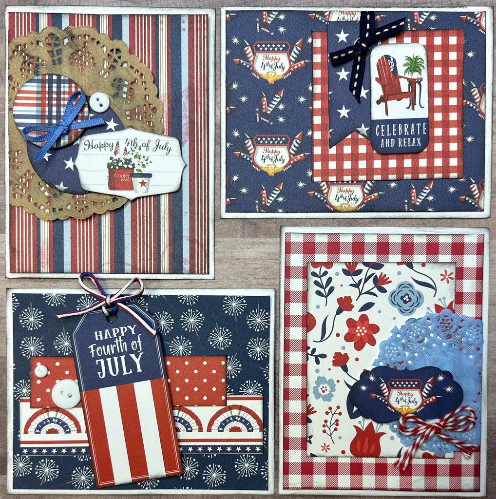 Happy 4th Of July,  Americana Themed 4 pack A2 DIY Card Kit,  4th Of July Card Craft DIY