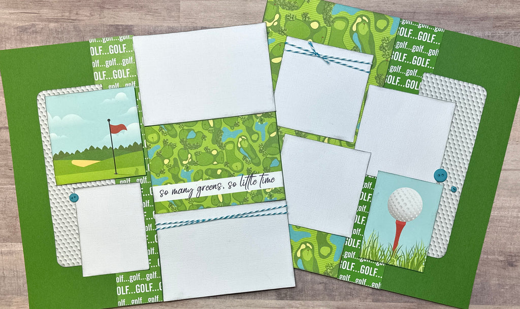 So Many Greens, So Little Time, Golf themed DIY 2 Page Scrapbooking Layout Kit, Golf Craft Kit, DIY Craft kits
