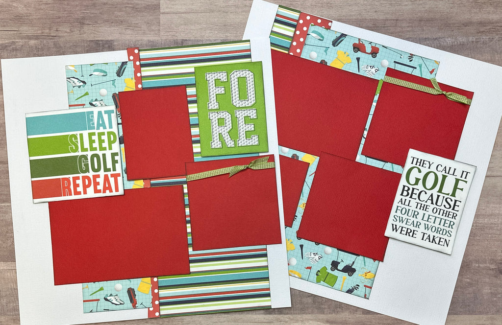 Eat, Sleep, Golf, Repeat, Golf themed DIY 2 Page Scrapbooking Layout Kit, Golf Craft Kit, DIY Craft kits