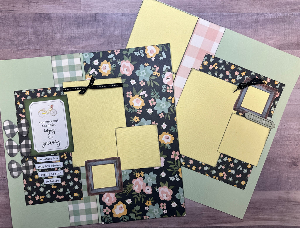 You Have But One Life - Enjoy The Journey, Family themed 2 Page Scrapbooking Layout Kit , DIY floral Scrapbooking Craft Kit