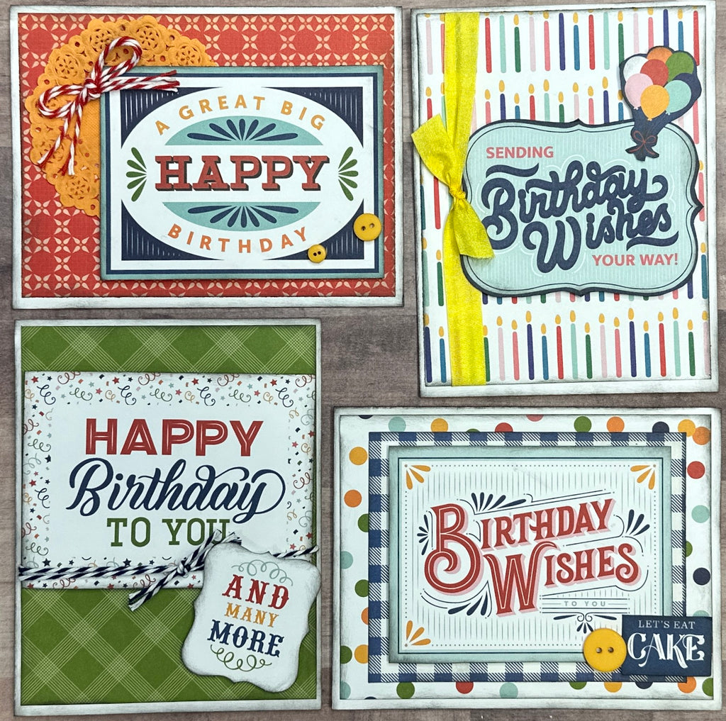 A Great Big Happy Birthday,  Birthday Card Making Set, 4 pack DIY Card Kit birthday  Card Craft DIY
