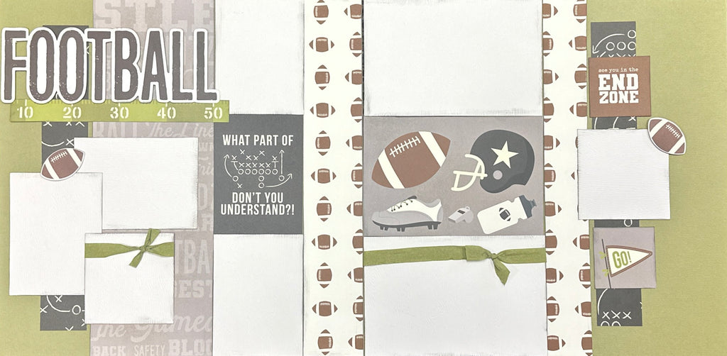 Football - See You In The End Zone, Football Themed 2 page Scrapbooking Layout Kit, football craft kit
