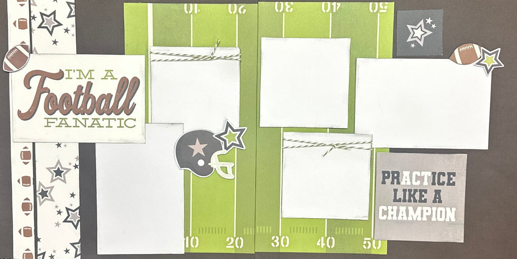 I'm A Football Fanatic, Football Themed 2 page Scrapbooking Layout Kit, football craft kit