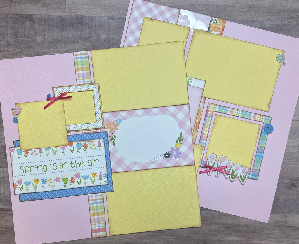 Spring Is In The Air, Spring themed 2 Page Scrapbooking Layout Kit , DIY Easter Scrapbooking Craft Kit