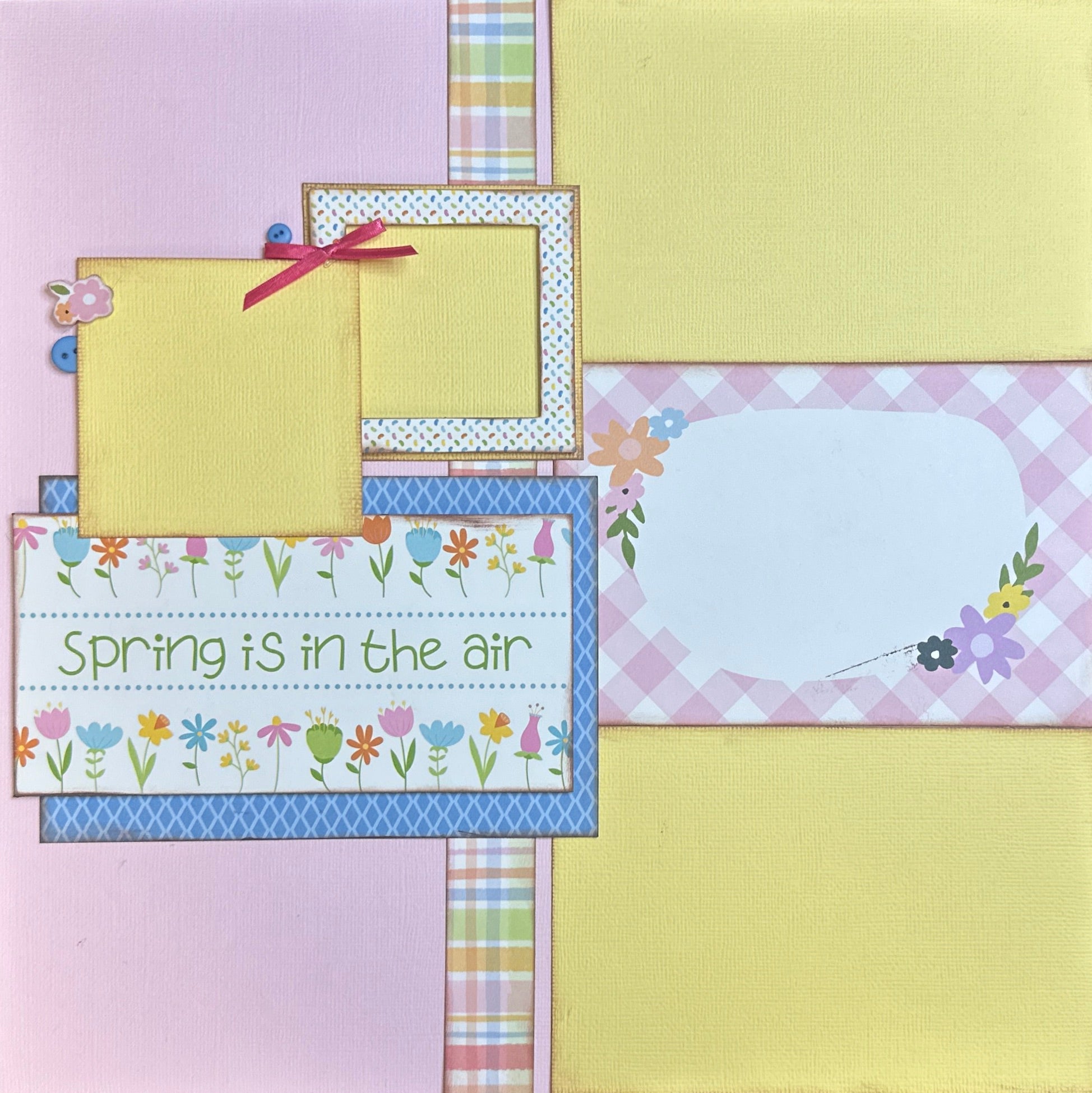 Spring Scrapbook Background Spring Is In The Air, Spring themed 2 Page Scrapbooking Layout Kit , D ...