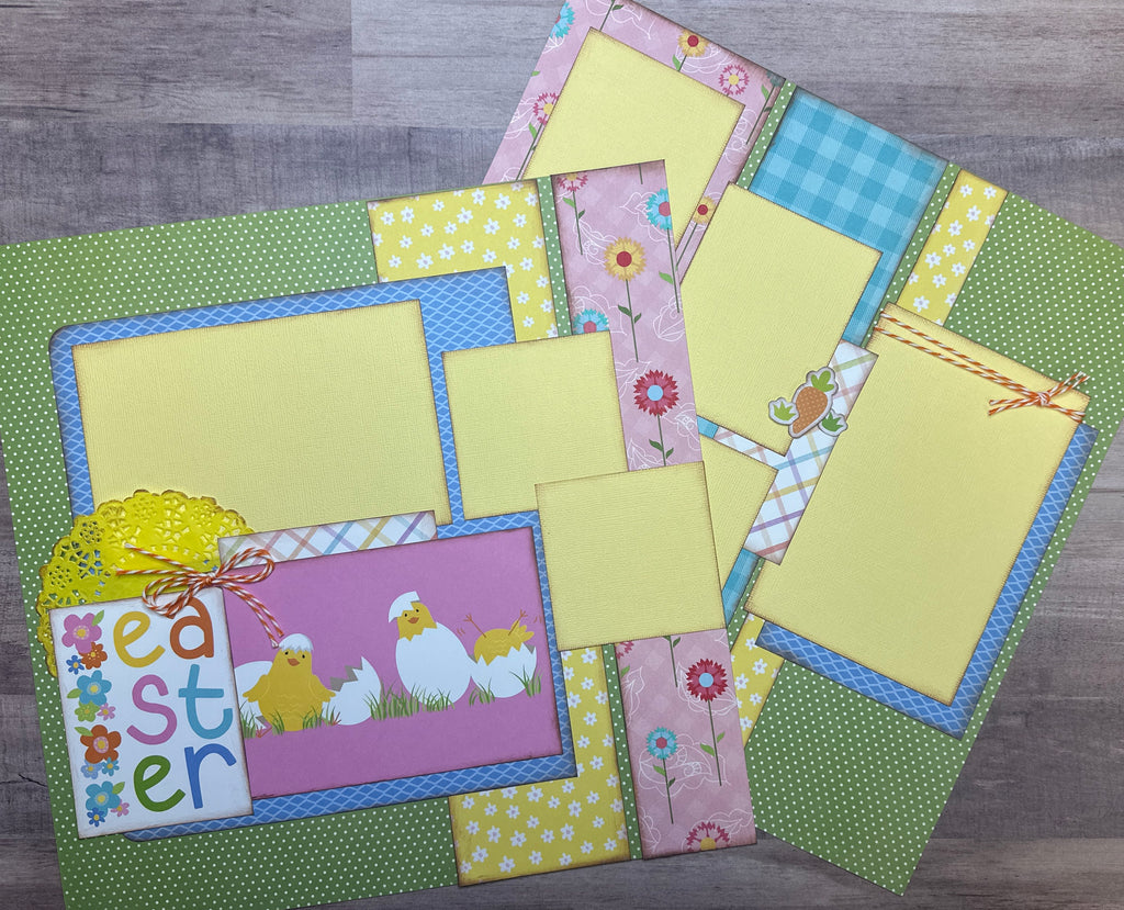 Easter - Happy Easter,  Spring themed 2 Page Scrapbooking Layout Kit , DIY Easter Scrapbooking Craft Kit