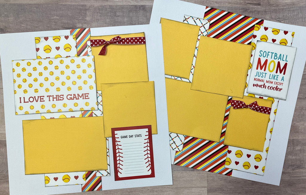 I Love This Game - Softball, 2 Page Scrapbooking Layout Kit,  Kit, DIY softball craft kit