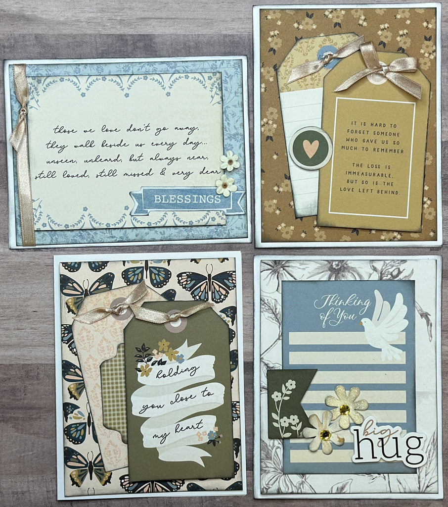 Holding You Close To My Heart, Sympathy Themed Card Kit Set - 4 pack of DIY Sympathy themed cards