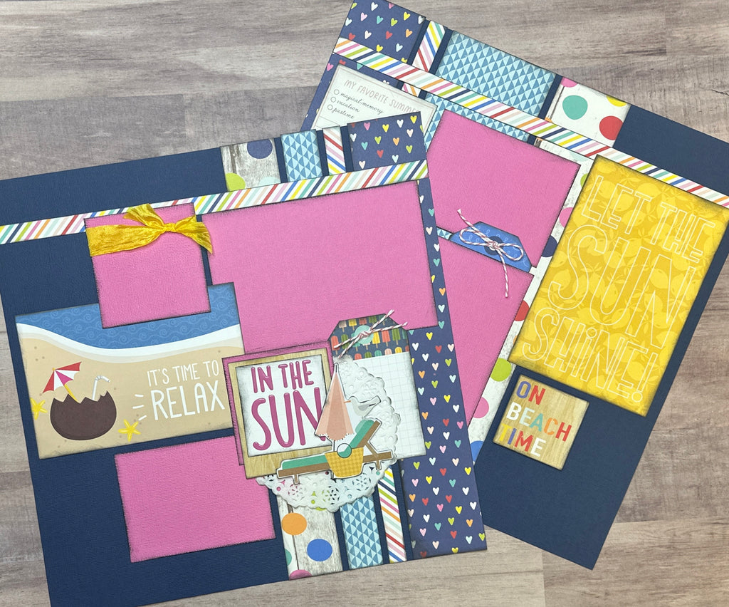 PRE-ASSEMBLED VERSION - Let The Sun Shine, Summer themed 2 page scrapbooking layout