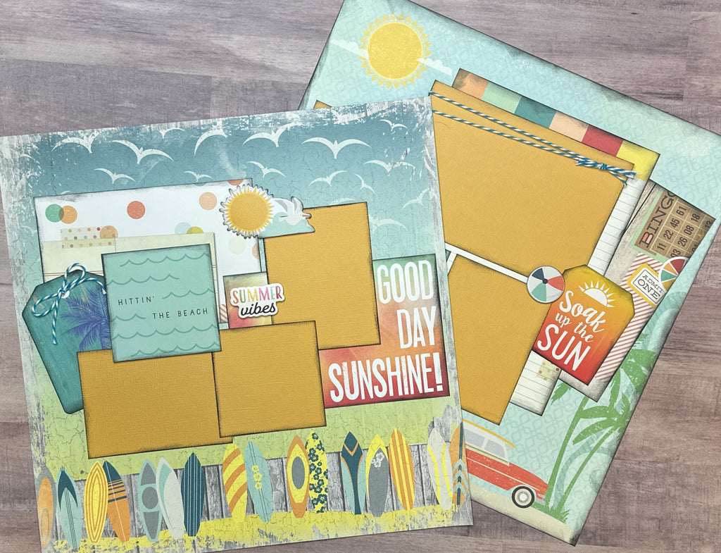 PRE-ASSEMBLED VERSION Good Day Sunshine, Summer 2 Page Scrapbooking Layout,  Scrapbook Page