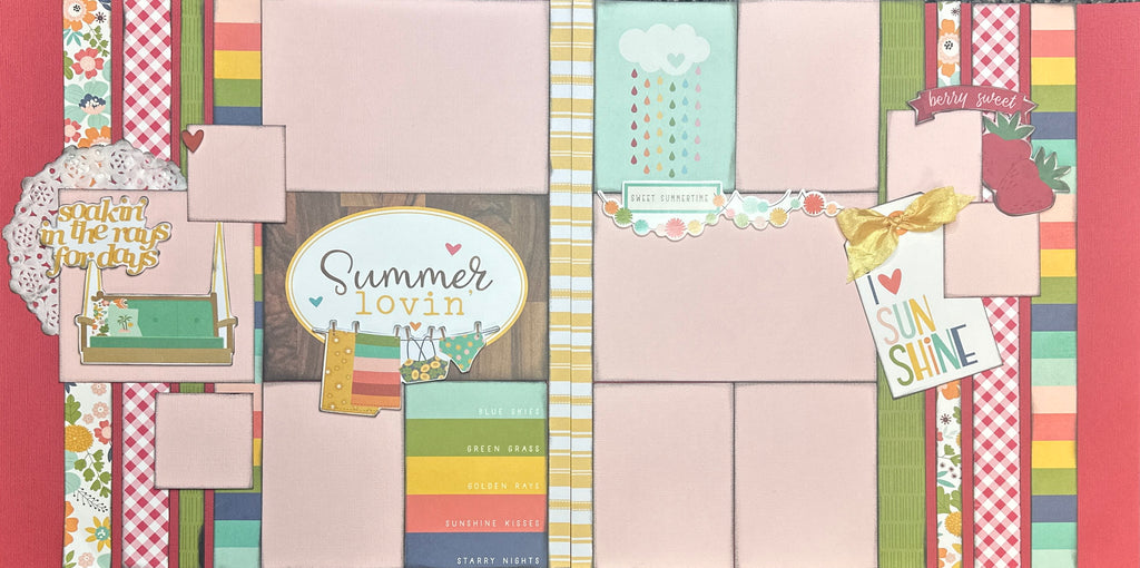 PRE-ASSEMBLED VERSION Summer Lovin', Summer 2 Page Scrapbooking Layout,  Scrapbook Page