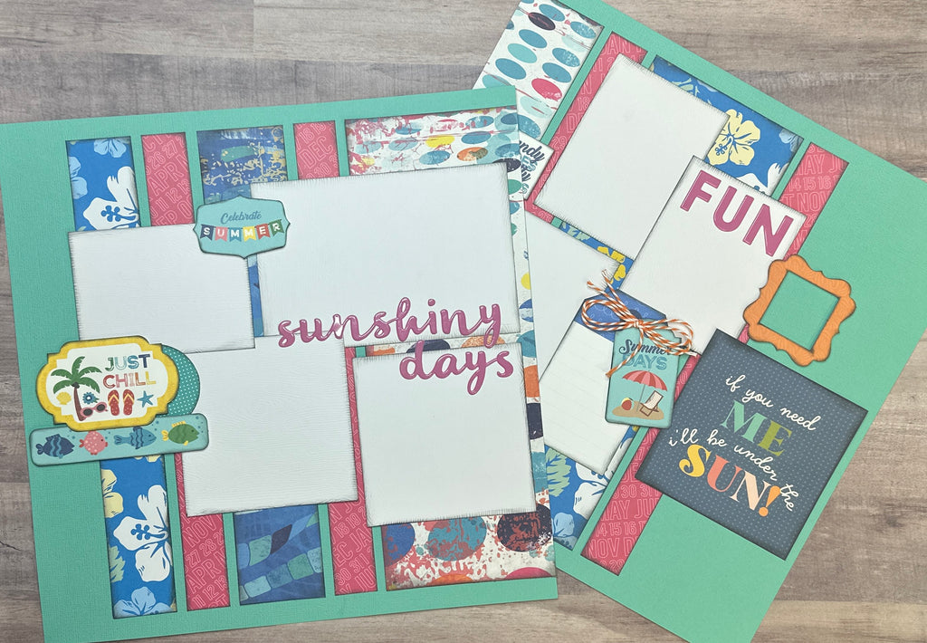 PRE-ASSEMBLED VERSION If You Need Me I'll Be Under The Sun, Summer 2 Page Scrapbooking Layout,  Scrapbook Page