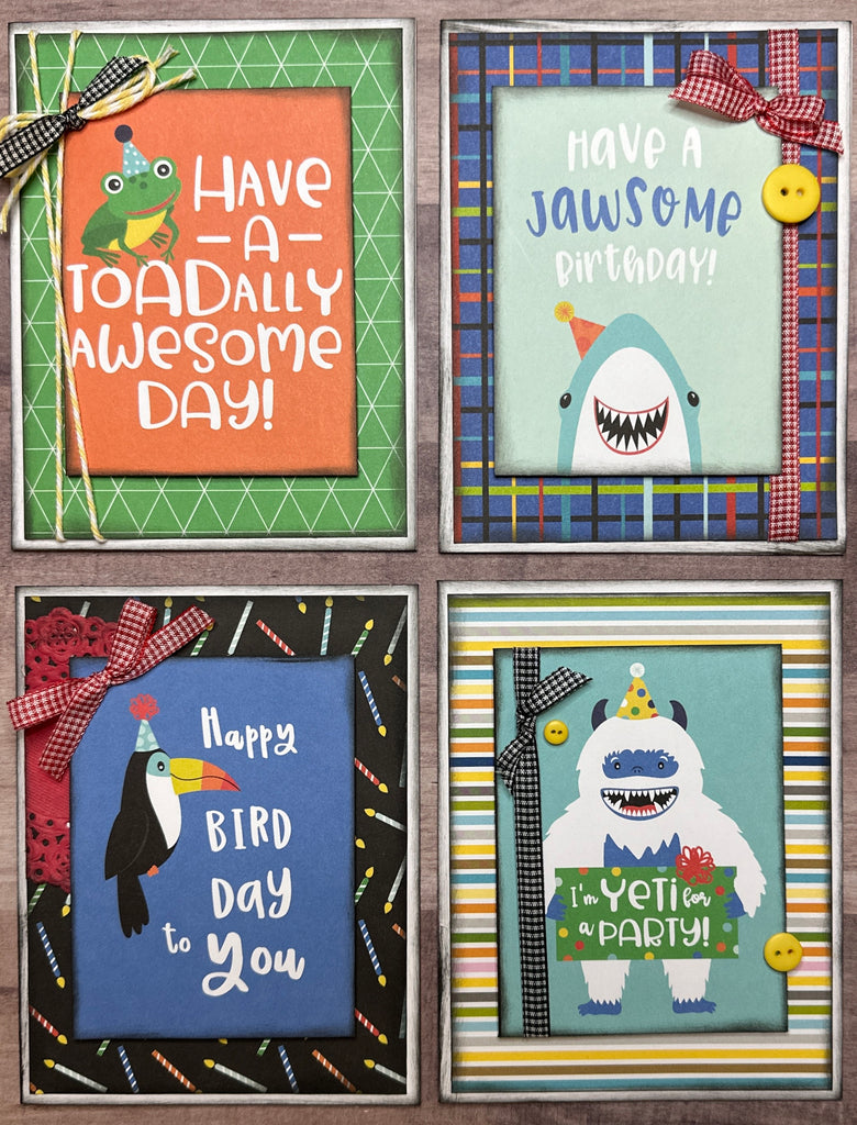 Have A Toadally Awesome Day, Birthday Card Making Set, 4 pack DIY Card Kit birthday Card Craft DIY