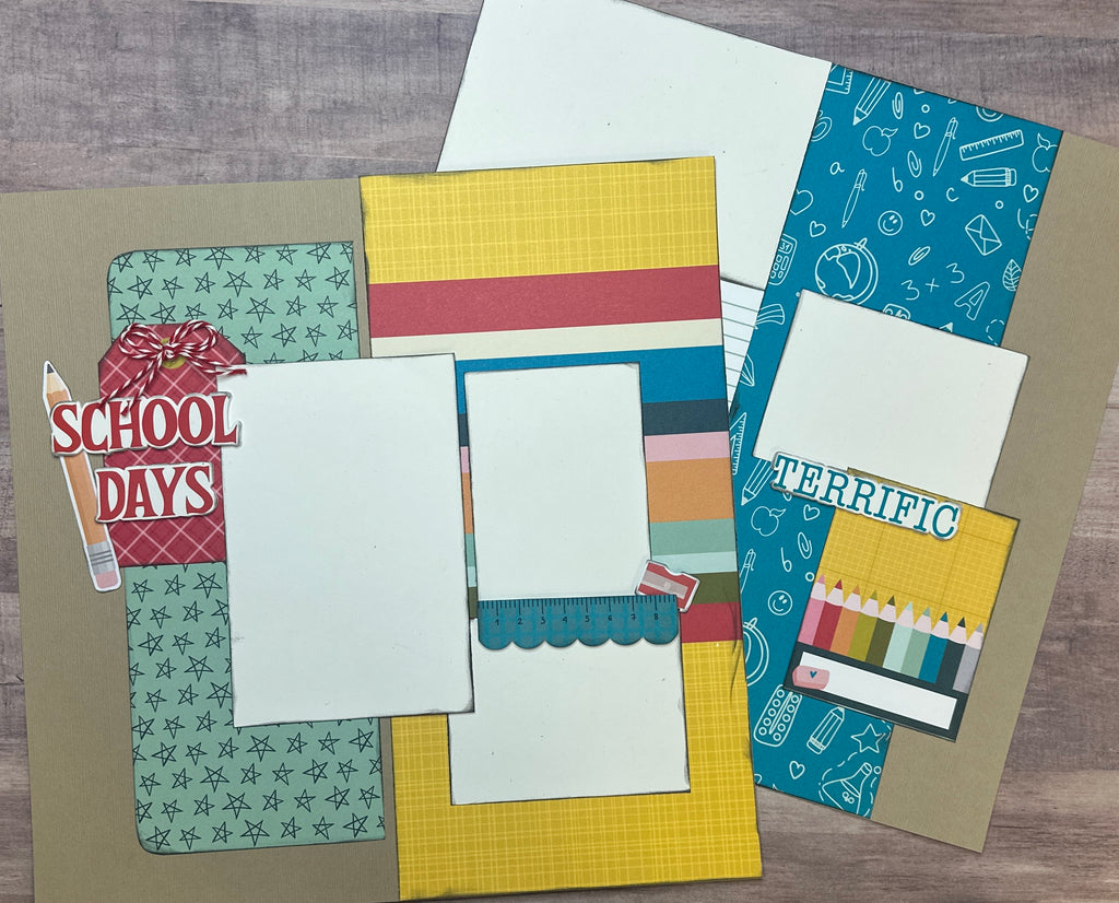 School Days - Back To School, School Themed DIY Scrapbook Kit, 2 page Scrapbooking layout kit, School themed diy craft kit, Simple Stories Book Fair