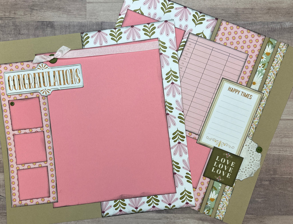 PRE-ASSEMBLED VERSION -Congratulations - Happy Times, General themed 2 page scrapbooking layout, general craft