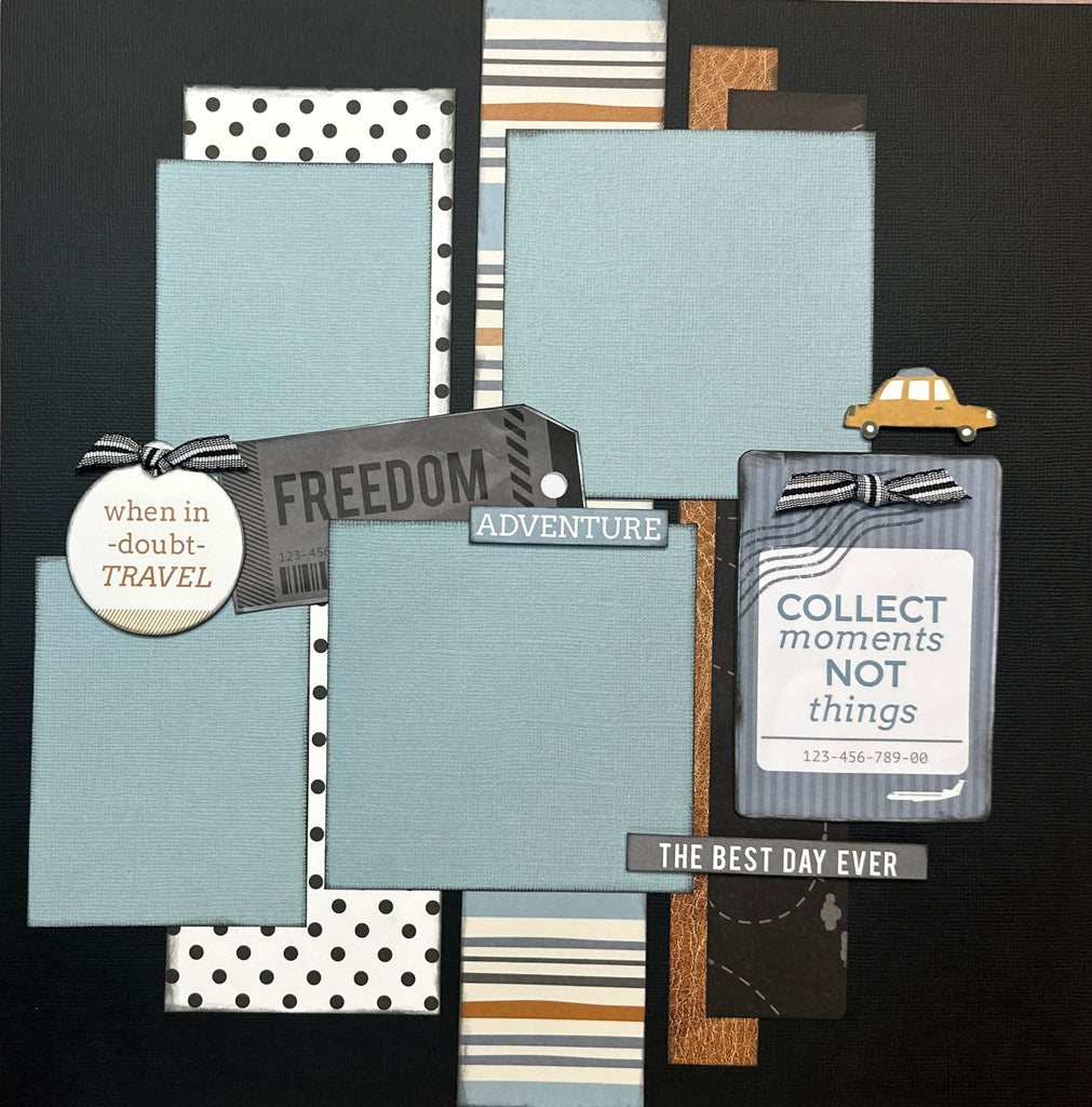 Collect Moments Not Things, Travel themed 2 page Scrapbooking