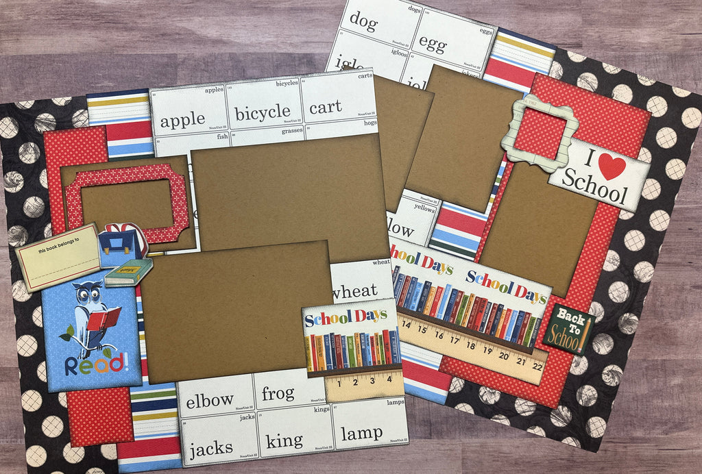 I Love School, School Themed Scrapbooking Kit, 2 page Scrapbooking Layout Kit, School themed diy craft kit, diy