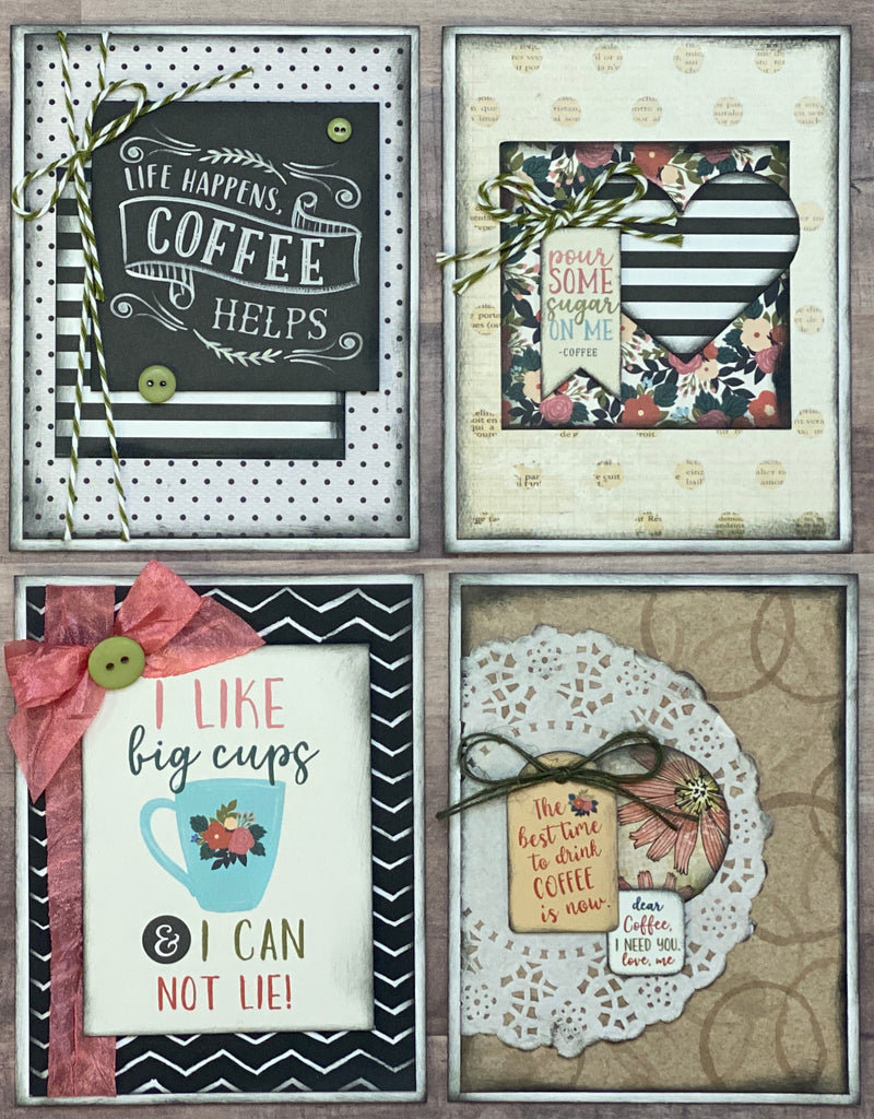 Life Happens, Coffee Helps -   Coffee Themed DIY Card Kit Set - 4 pack DIY Card Kit Coffee Card Craft DIY