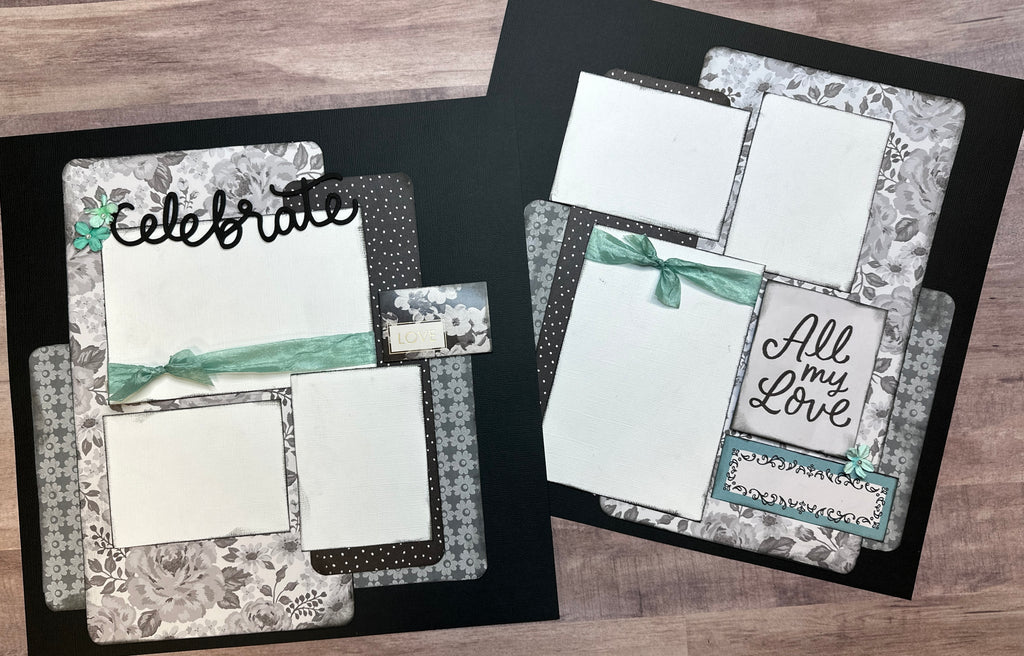 Celebrate Love, Love Themed 2 Page Scrapbooking Layout Kit, wedding diy craft kit