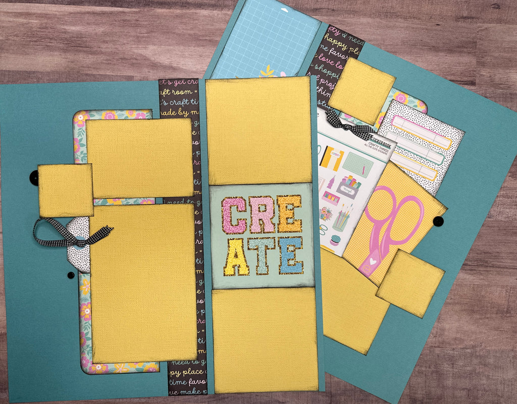 Create Crafty Things, Crafting/general Themed 2 page DIY Scrapbooking Layout Kit Page Kit, DIY craft night, scrapbook crop, simple stories crafty things