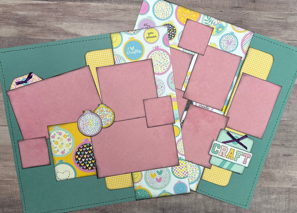 Stitch Craft - Crafty Things, Crafting/general Themed 2 page DIY Scrapbooking Layout Kit Page Kit, DIY craft night, scrapbook crop, simple stories crafty things