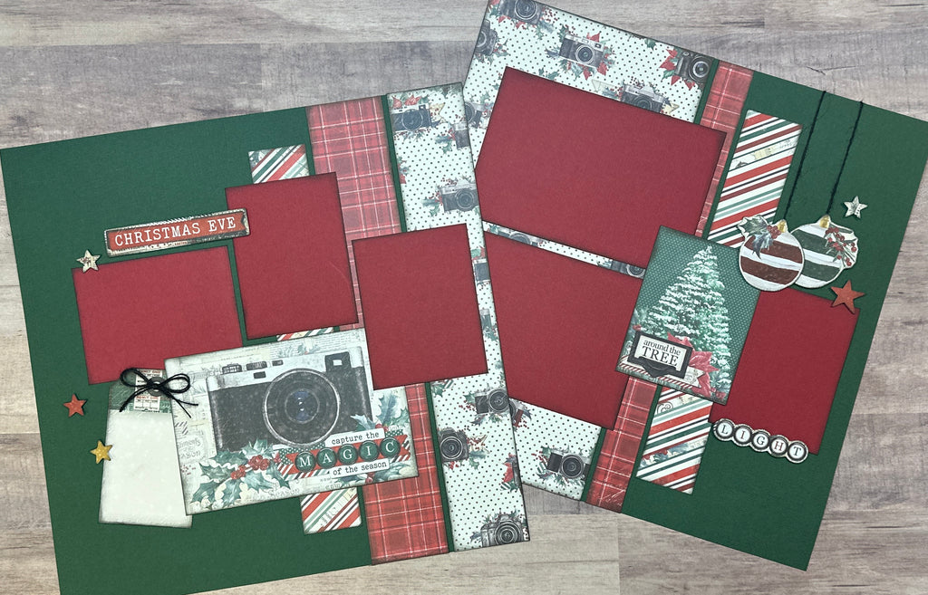 Capture The Magic Of The Season,  Christmas Themed  2 Page Scrapbooking Layout, Simple Vintage Kit, Christmas diy craft kit, Simple Stories