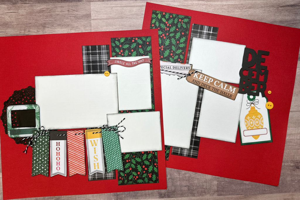 December - Keep Calm And Deck The Halls, Christmas themed 2 Page DIY Scrapbooking Kit, Vicki Boutin Peppermint Kisses