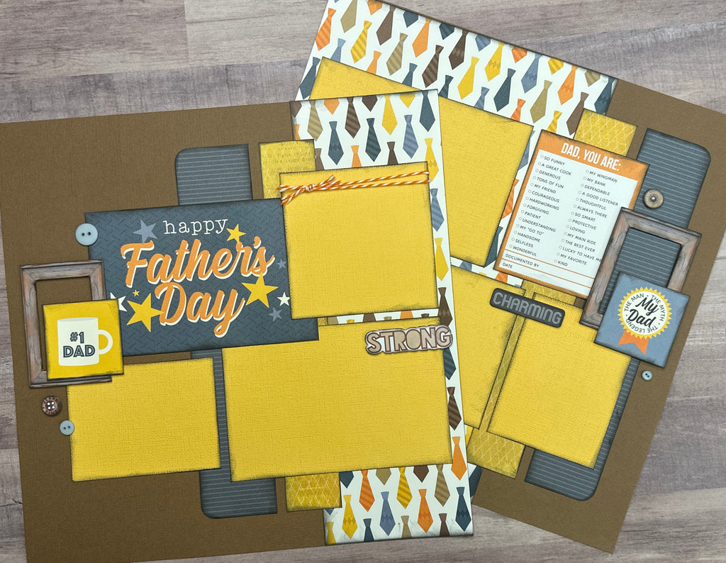 Happy Father's Day, Dad Themed 2 Page Scrapbooking layout Kit,DIY Craft Kit , Simple Stories Father's Day