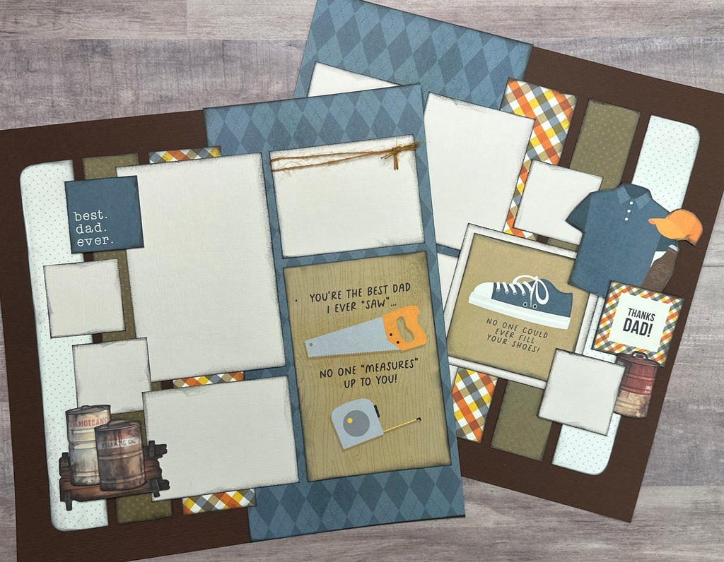 Best Dad Ever, Dad Themed 2 Page Scrapbooking layout Kit,DIY Craft Kit , Simple Stories Father's Day