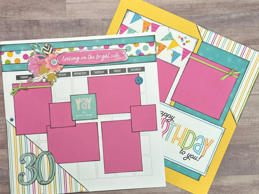 Happy Birthday To You - 30!, Birthday Themed 2 Page Scrapbooking layout Kit, diy birthday kit, milestone birthday