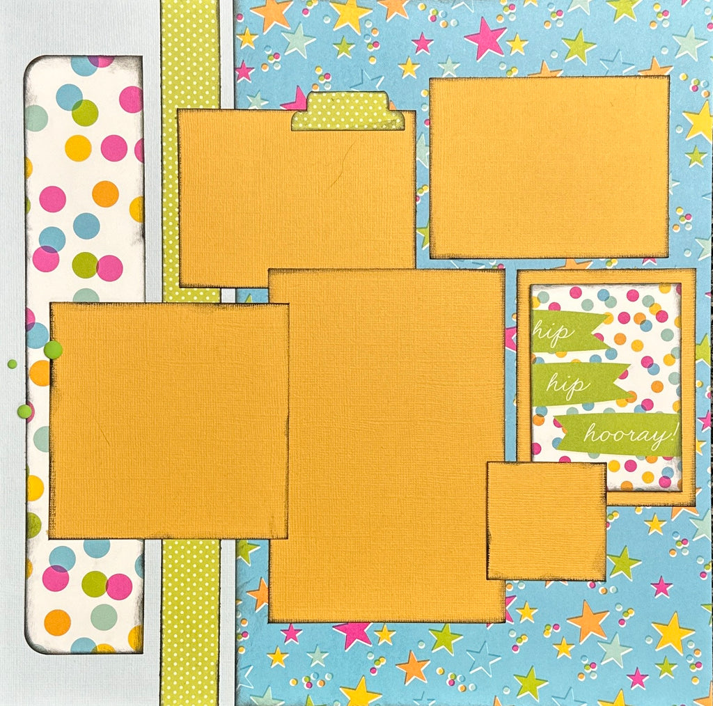 Hip Hip Hooray - Let's Party!, Birthday Themed 2 Page Scrapbooking layout Kit, diy birthday kit