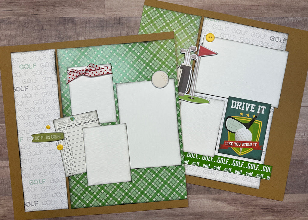 Golf - Drive It Like You Stole It, Golf themed DIY 2 Page Scrapbooking Layout Kit, Golf Craft Kit, DIY Craft kits