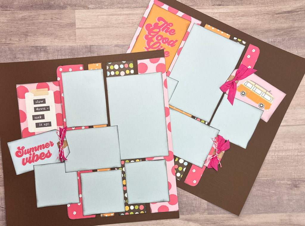 Summer Vibes - The Good Life, Summer themed 2 Page Scrapbooking Layout Kit DIY,  DIY Summer scrapbook, Simple Stories Sunny Days
