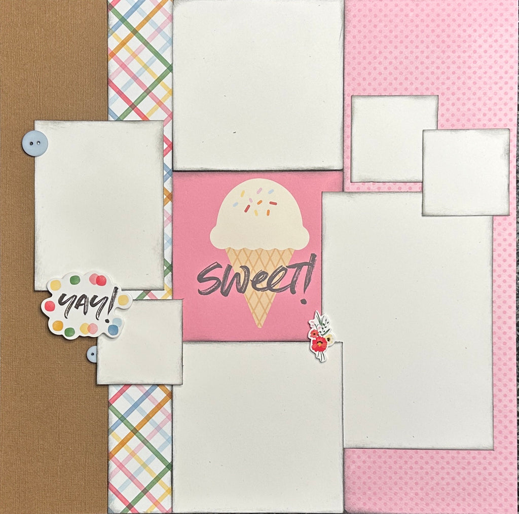 Sweet And Cool Sunny Days, Summer themed 2 Page Scrapbooking Layout Kit DIY,  DIY Summer scrapbook, Simple Stories Sunny Days