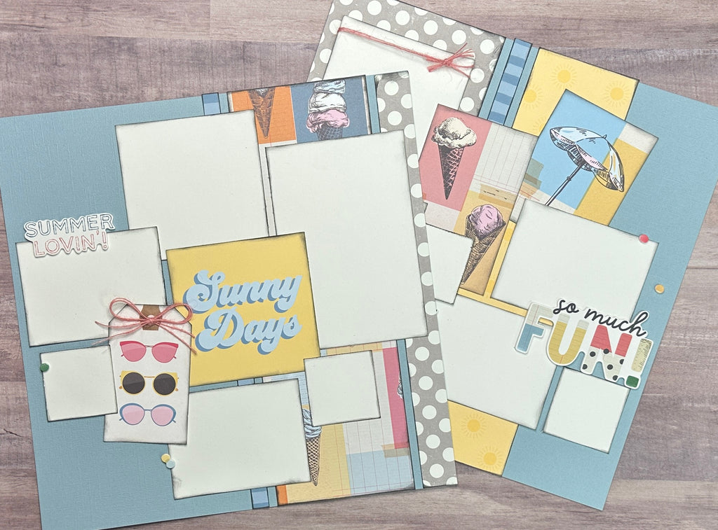 Sunny Days - So Much Fun, Summer themed 2 Page Scrapbooking Layout Kit DIY,  DIY Summer scrapbook, Simple Stories Sunny Days