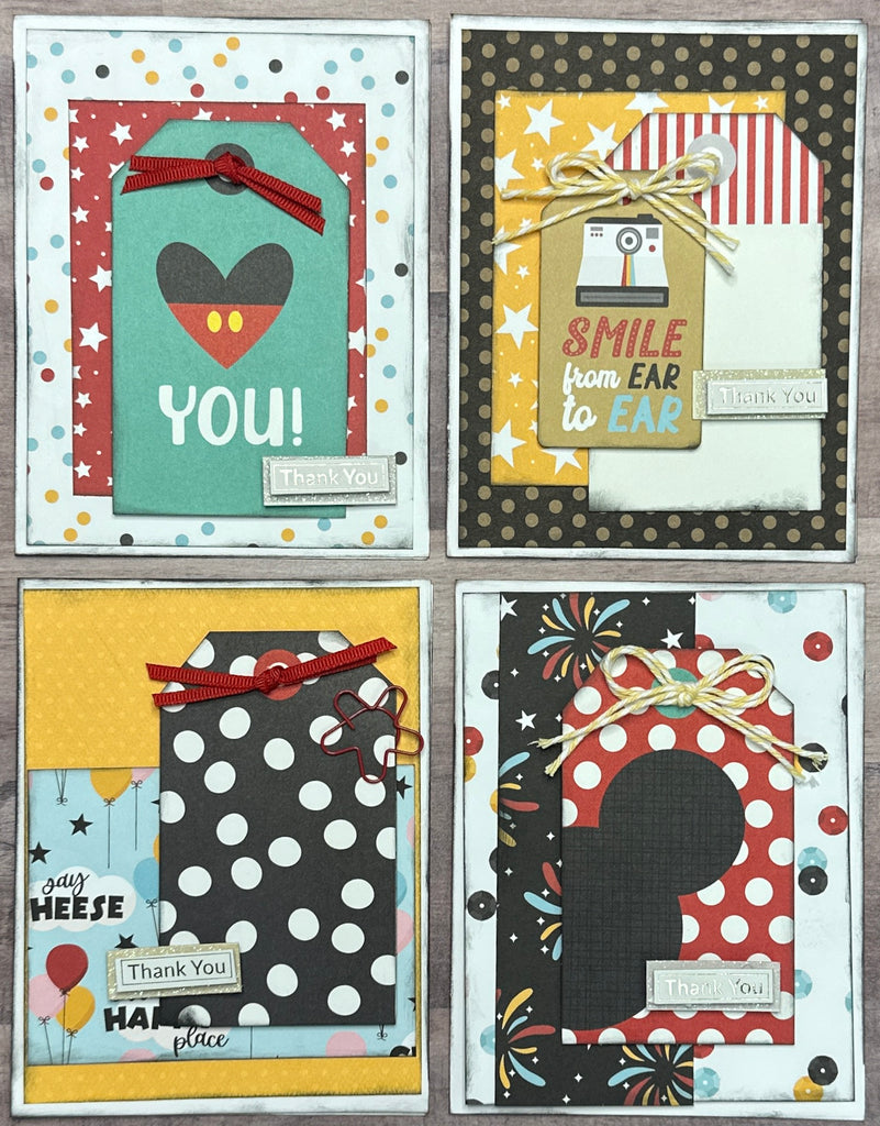 Disney Inspired Thank You Notes, 4 pack DIY Card Kit, Disney Inspired DIY craft kit