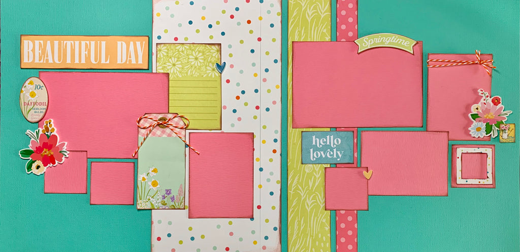 Beautiful Day, Easter / Spring themed 2 Page Scrapbooking Layout Kit , DIY Easter Scrapbooking Craft Kit