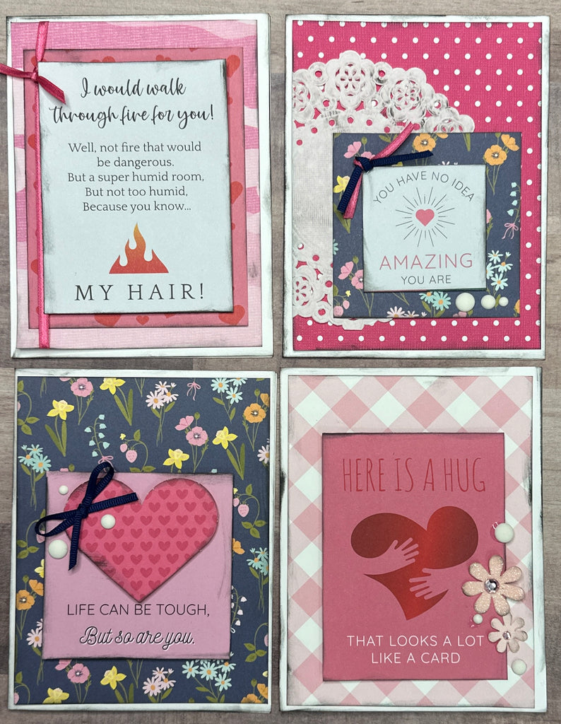 I Would Walk Through Fire For You..., Snarky Themed Card Making Set, 4 pack DIY, Card Craft DIY, encouragement