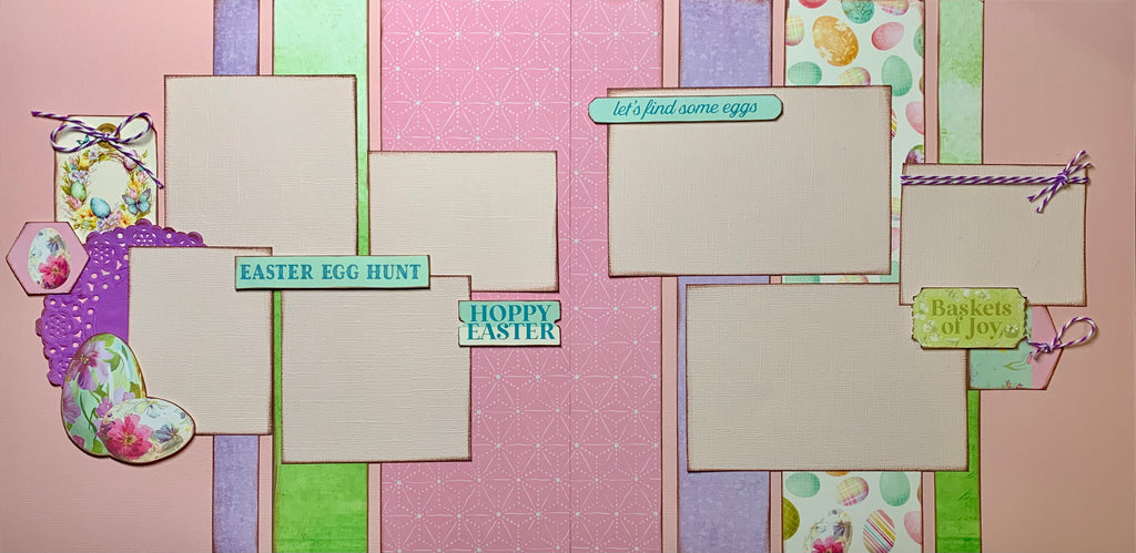 Easter Egg Hunt - Hoppy Easter, Easter / Spring themed 2 Page Scrapbooking Layout Kit , DIY Easter Scrapbooking Craft Kit