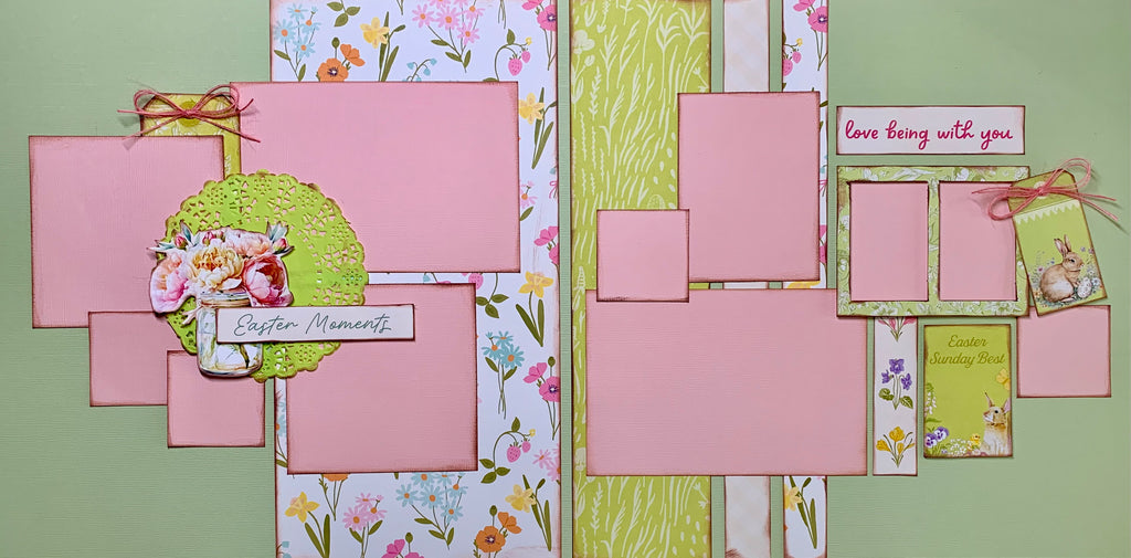 Easter Moments Easter / Spring themed 2 Page Scrapbooking Layout Kit , DIY Easter Scrapbooking Craft Kit