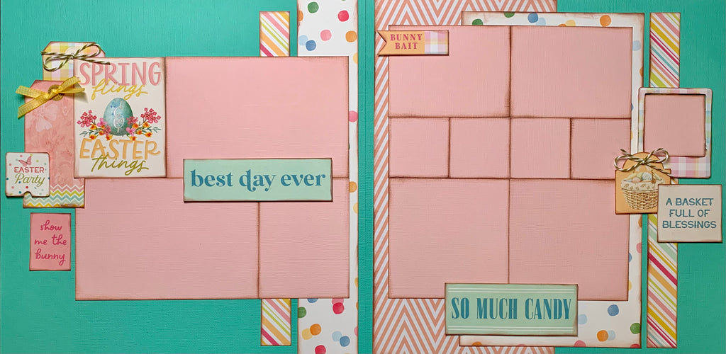 Best Day Ever - So Much Candy, Easter / Spring themed 2 Page Scrapbooking Layout Kit , DIY Easter Scrapbooking Craft Kit