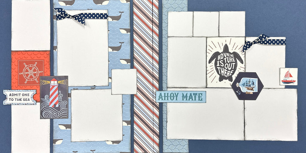 Adventure Is Out There - Ahoy Mate, Travel / Aquarium Themed 2 page scrapbooking layout Kit, Aquarium scrapbook kit